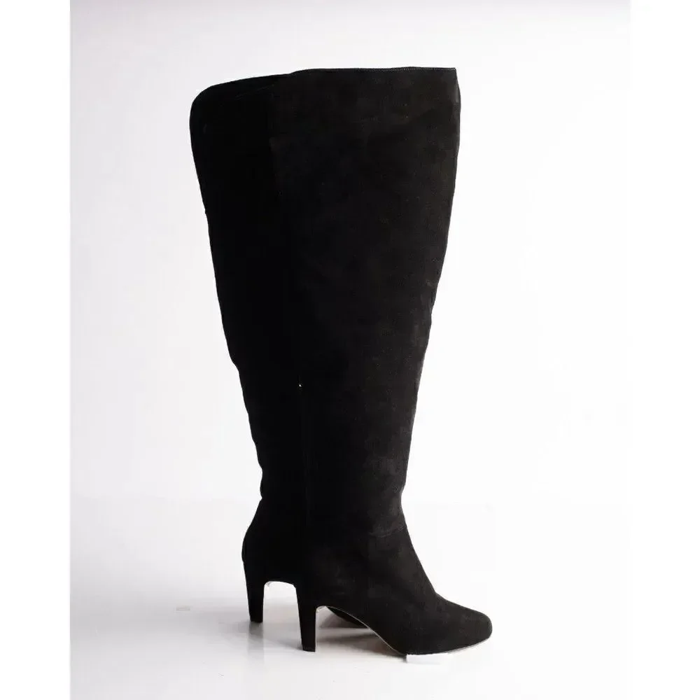 L'AGENCE Womens Black Suede Over the knee Boots EU 36 US 6 Low Heel New in Box
